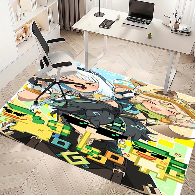 1pc Genshin Impact characters1 Print Area Rug - Soft, Washable Non-Slip Indoor Mat, Living Room, Home Office Decorative Rug,Office Decorative