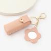 Portable Leather Lipstick Bag Makeup Pouch Lip Balm Bag Keychain Holder Creative Lipsticks Protective Cover With Mirror Gifts