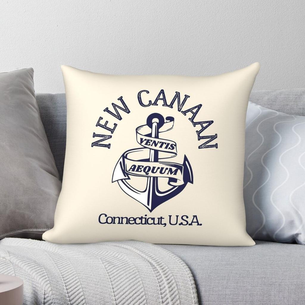 Anchor New Canaan Connecticut US Square Pillowcase Polyester Linen Velvet Pattern Zip Decor Room Cushion Cover