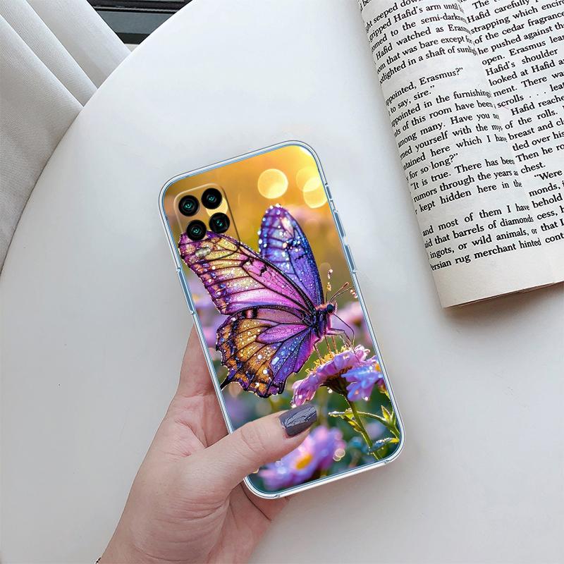 RA9 Colorful Butterfly Transparent Phone Case for Motorola Moto G7 G8 G9 G84 G85 G73 G24 G15 Z2 Play Power Plus