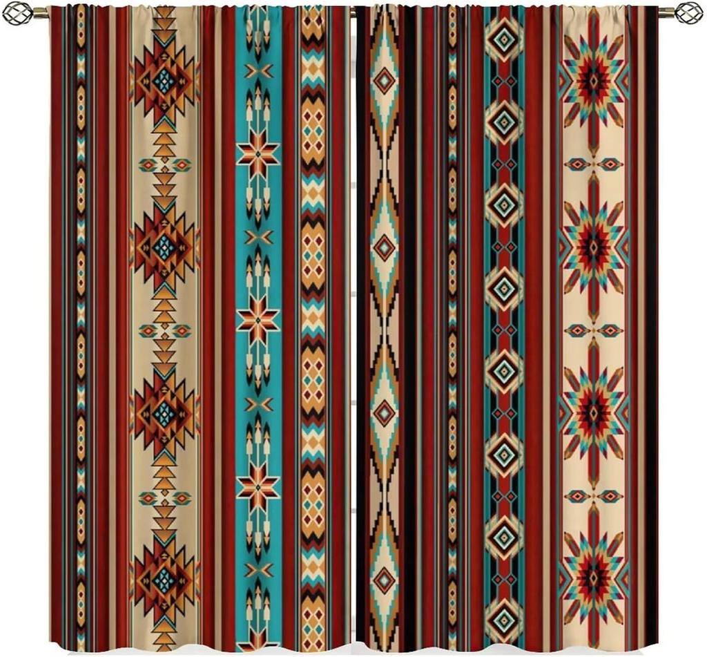 Vintage West Cowboy Window Curtains Rustic Wild West Cowboy Ride Horse and Desert Cactus Window Treatments for Bedroom Living
