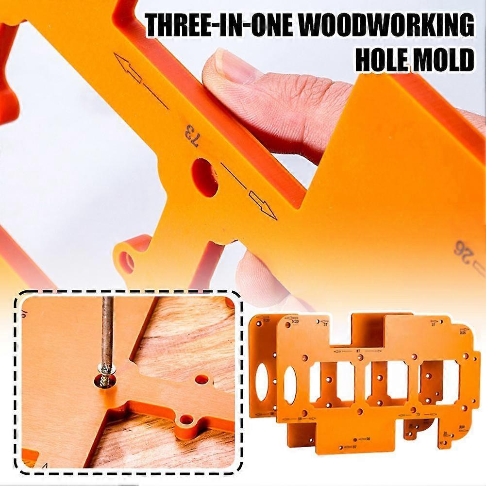 2PCS 3in1 Multi Functional Woodworking Hole Opener Template for Wardrobe Cabinet