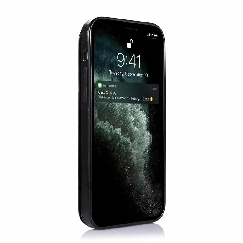 Кожаный чехол-кошелек для iPhone 11 12 13 14 15 16 17 Pro Max Mini Air XR XS 8 7 Plus SE Держатель с отделениями для карт Откидная крышка