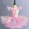 Малыш Розовые балетные пачки для девочек Костюмы для танцев с пайетками Детские костюмы-пачки для балерин Детские милые карнавальные джазовые танцевальные платья