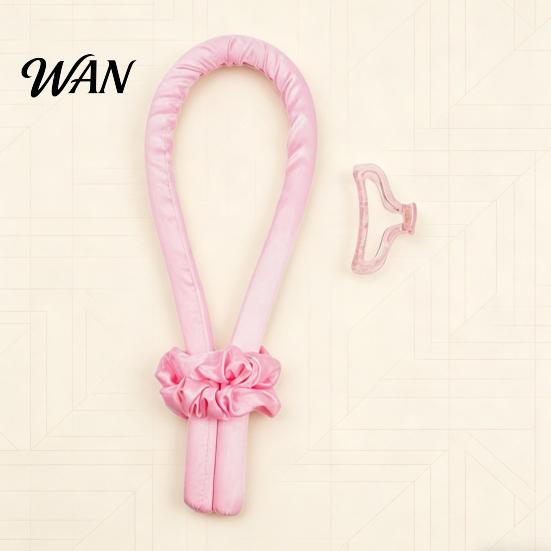 Curling Rod with Scrunchie No Heat Hair Headband 2 Scrunchies Claw Clip Overnight Sleeping Women Curler Silk Ribbon Long Curls Roller Styling