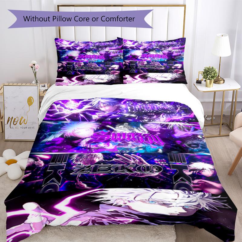 3pcs Gojo Satoru pattern bedding set duvet cover set includes duvet cover &pillowcases, perfect all season bedroom decoration & gift