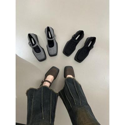 Платформа Британский стиль тканевая платформа туфли 2025 весна и осень новые французский квадратный носок Мэри Джейн универсальные лоферы одинарные туфли женские