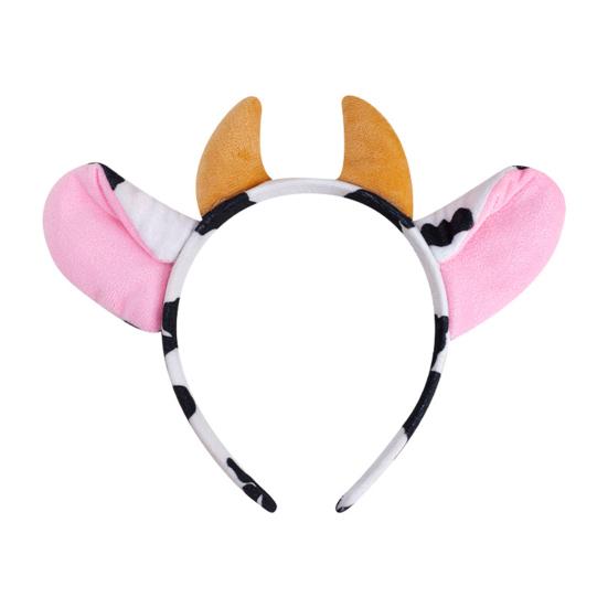 Набор обручей для волос с коровьими ушами и сгибаемым хвостом для взрослых и подростков, костюм фермерского животного, черно-белые коровьи аксессуары