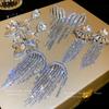 Silver needle with diamonds, water drop flower earrings, European and American exaggerated design earrings, fashionable light luxury high-end earrings