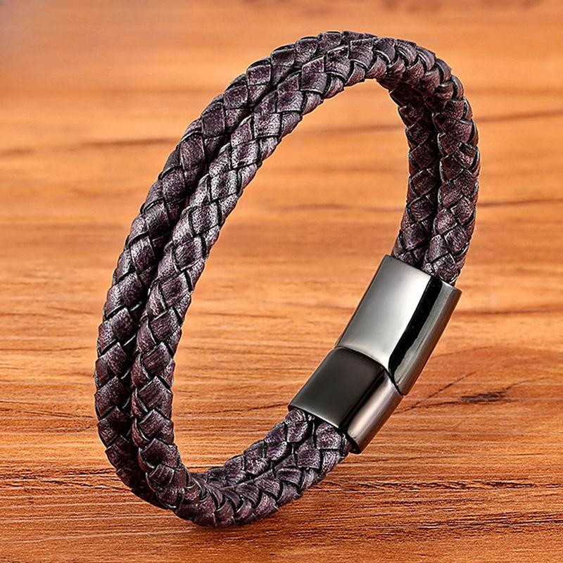 19/21/23 см мужской кожаный веревочный браслет винтажные ручные парные украшения черный коричневый красный синий стильные повседневные браслеты для мужчин