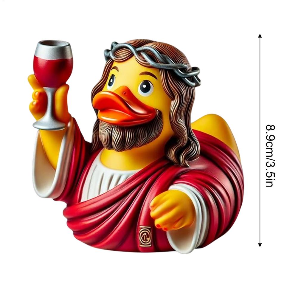 Jesus Duck, Creative Resin Statue Jesus Duck Miniature Animals Multifunctional Christian Decoration Outdoor Animal Decor
