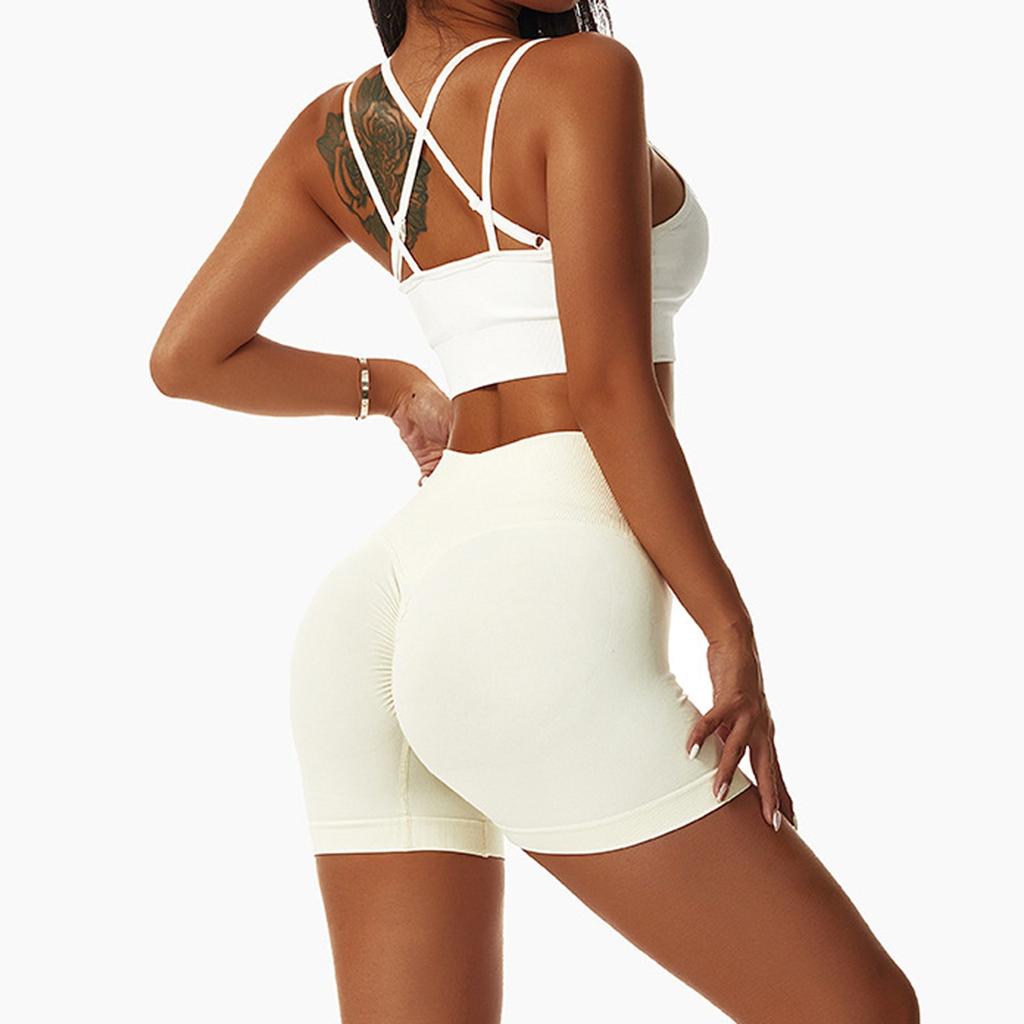 Женские эластичные шорты с высокой талией для бега, спортивные шорты для йоги, однотонные спортивные шорты с эластичной резинкой на талии