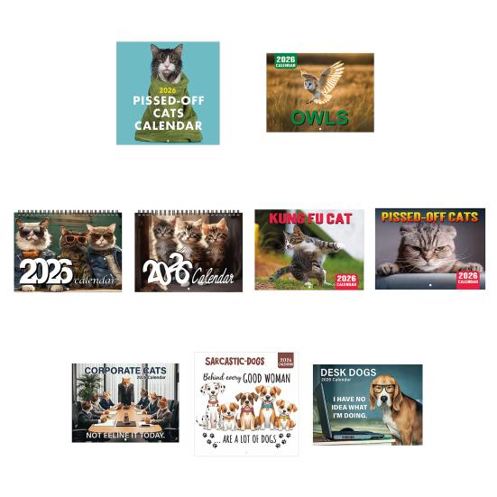 2026 Wall Calendar Jan 2026 - Dec 2026 12 Monthly Planner Wall Hanging Calendar with Funny Dog/Cat Images for School Home Office