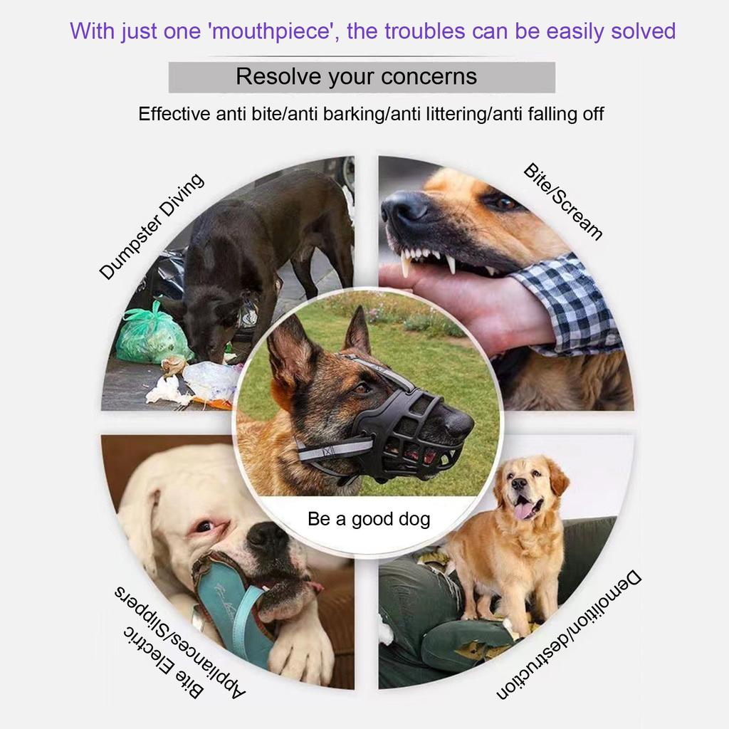 Soft Silicone Pet Dog Muzzle Breathable Basket Muzzles Comfy For Small Medium Large Dogs Stop Biting Barking Dogs Mouth Cover