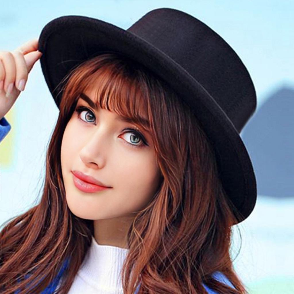 Женские шляпы Шерстяные шляпы Осень и Зима Однотонные Универсальные Ретро Мужские Британский стиль Зимняя Фетровая шляпа с плоской тульей