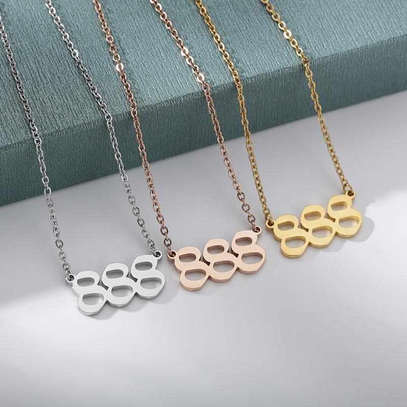Angel Number Necklaces For Women 111 222 333 555 666 777 888 999 444 Devil Necklace Stainless Steel Pendant Men Bff Goth Jewelry