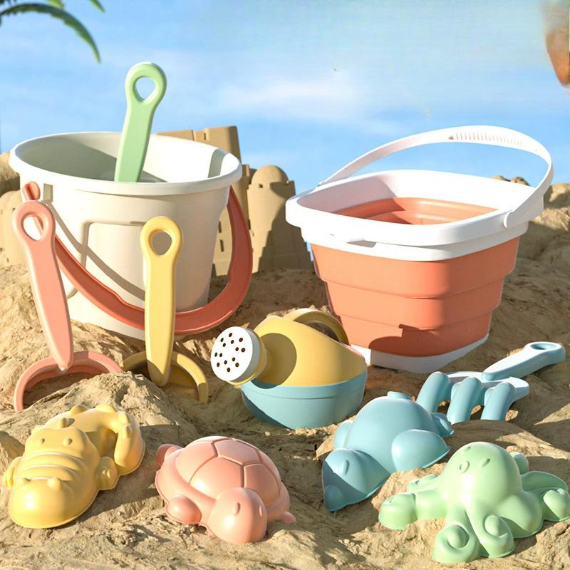 1/11 PCS Beach Sand Play Water Set Folding Bucket Summer Toys for Children Kids Outdoor Game Sandbox Accessories Random Color