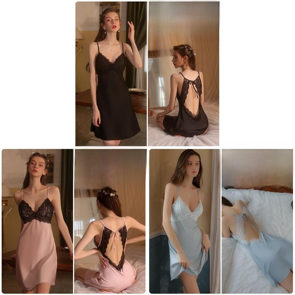 Кружевной атласный комплект для сна с V-образным вырезом и без рукавов для женщин