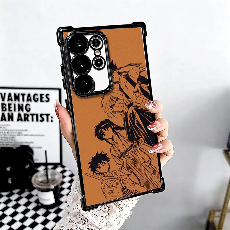 Rurouni Kenshin Anime Plating Phone Case For Samsung Galaxy S24 S25 FE S26 Edge S23 Ultra S22 S21 Plus S20 Anti-Fall Airabag Cov