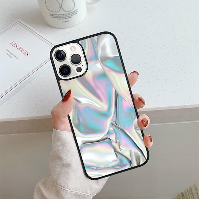 Переливающийся голографический арт чехол для телефона для iPhone 17 Air 14 15 16 13 12 Чехол для Apple Pro Max 6S Plus Coque