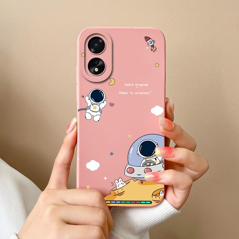 Чехол для Oppo A18 A38 4G Чехол с защитой камеры Крутой Астронавт Жидкий Силикон Мягкие Задние Крышки Для Oppo A 38 A 18 Корпус