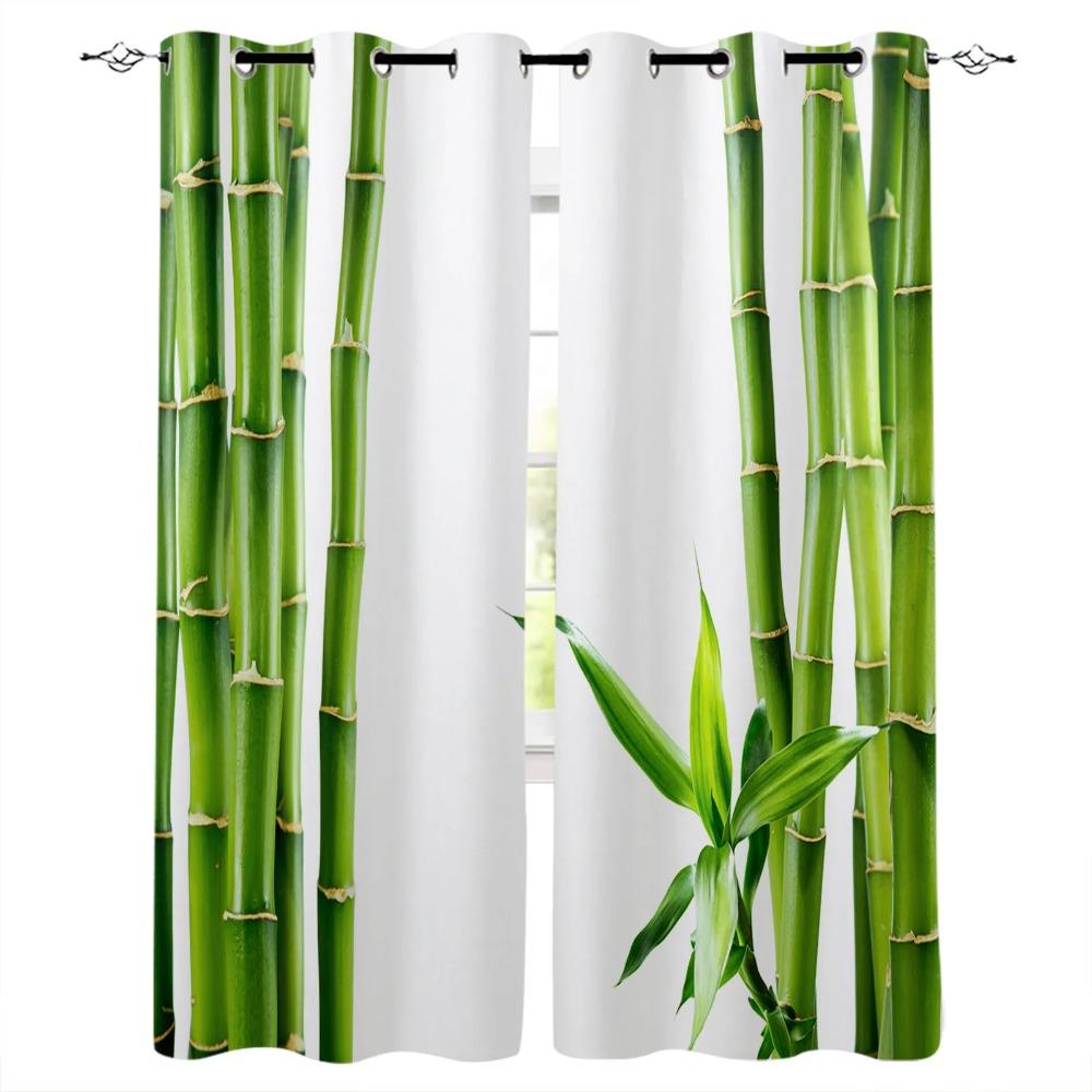 Chinese Chic Bamboo Oriental Nature Wood Window Curtains for KidsBedroom Living Room Bathroom Kicthen Door Hall Cupboard 2pieces