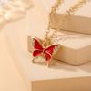 Exquisite and Luxurious Butterfly Pendant Necklace and Bracelet Set, Unique High-End Oil-Drip Earrings