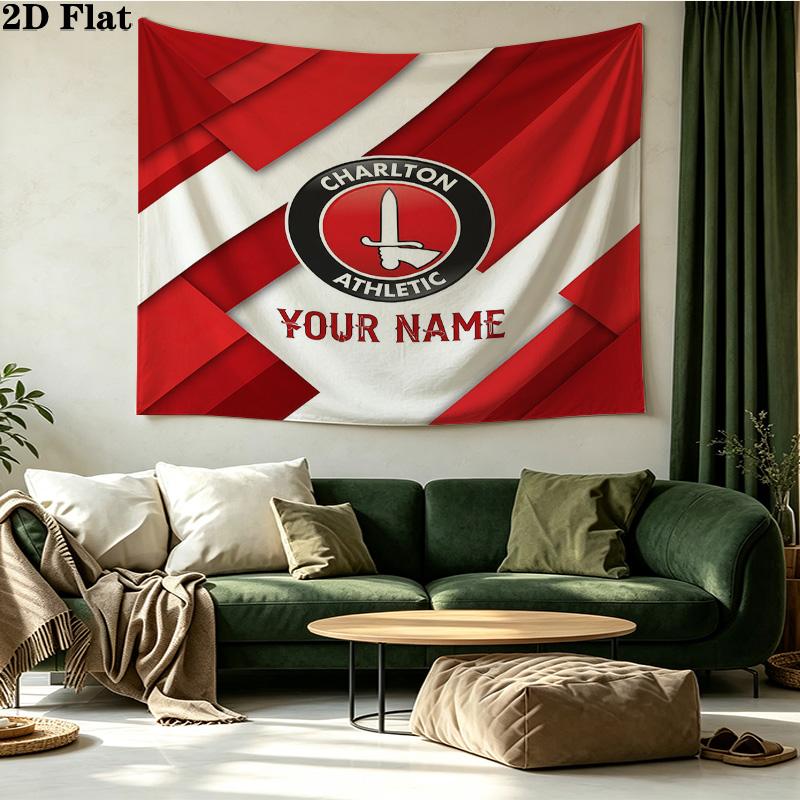 Custom Name Charlton Athletic Printed Tapestry – Wall Hanging for Bedrooms, Dorms, and Home Decor