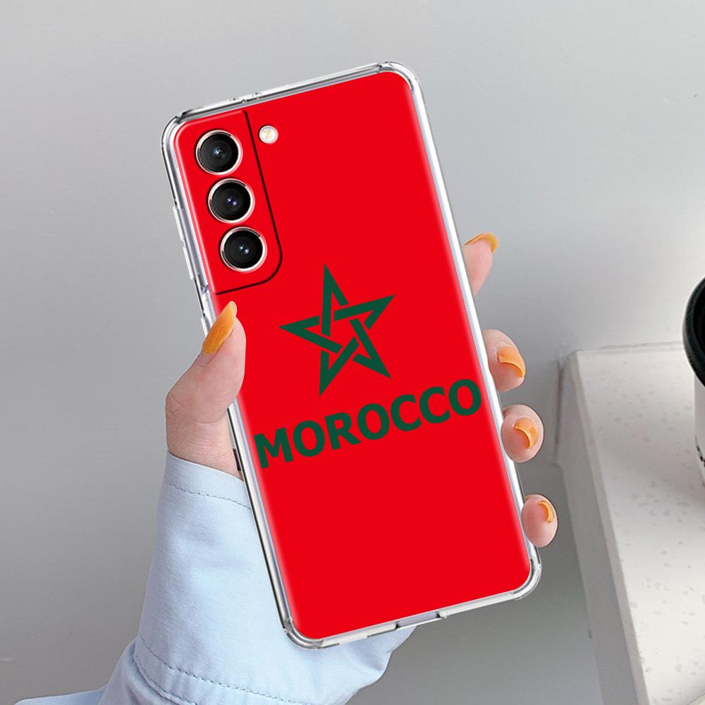 Чехол для телефона Samsung Galaxy S26 S25 S24 S23 S22 Ultra S20 S21 FE 5G Plus Мягкий прозрачный чехол Флаг Марокко Футбол