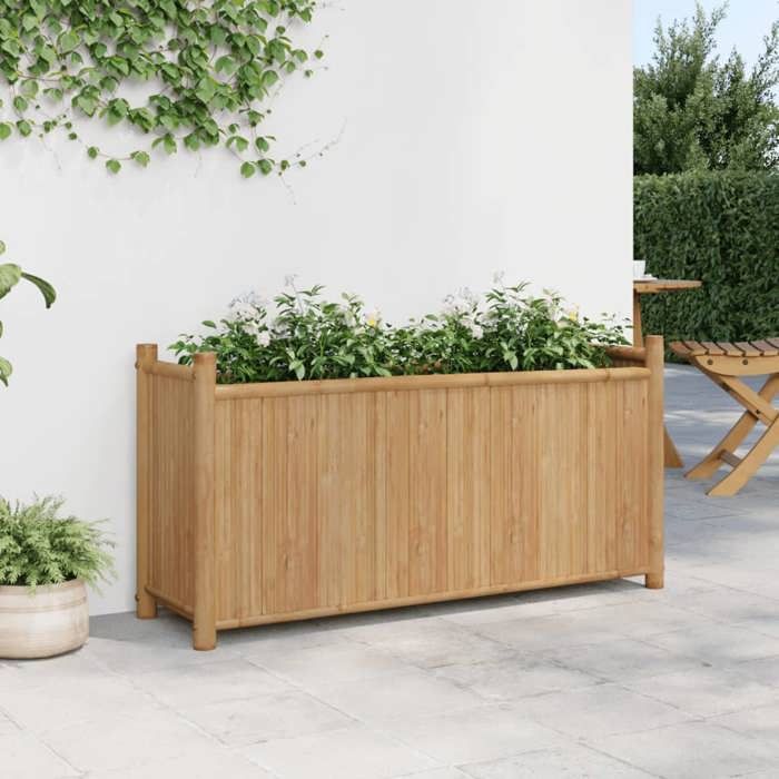 VidaXL Jardinière 100x30x50 cm bambou, lit surélevé, pot de fleurs, pot de fleurs, bac à fleurs, pot de jardin, support de 366463