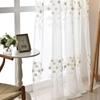 White Lace Embroidered Flower Hazy Semi-blackout Window Screen Curtain Finished Bay Window