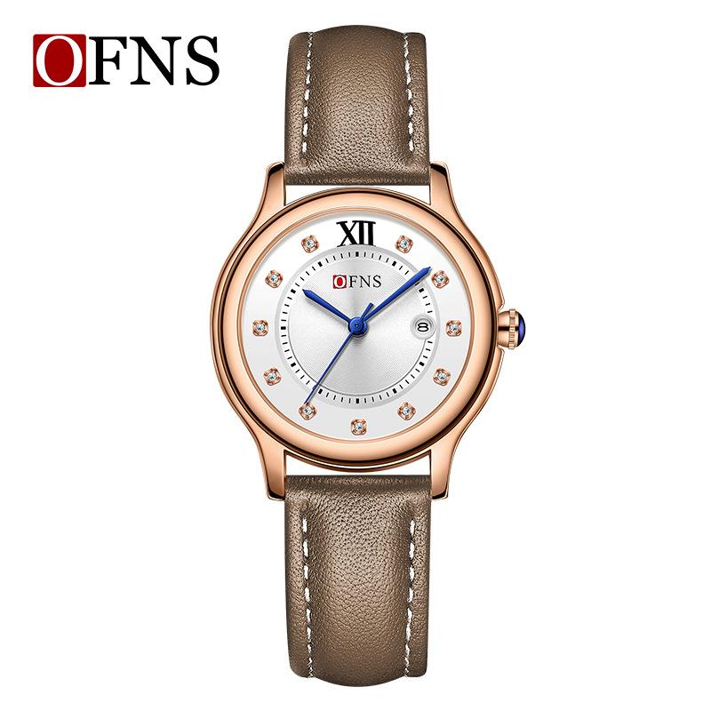 Fashion Ofns Top Brand Women's Quartz Watch Trend Simple Exquisite Leisure With Calendar Waterproof Leather Watches