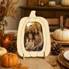 Commemorative Photo Display Wooden Pumpkin Frame, Halloween Thanksgiving DIY Paintable Craft for Kids, Blank Fall Seasonal Decor Wood Picture Holder,