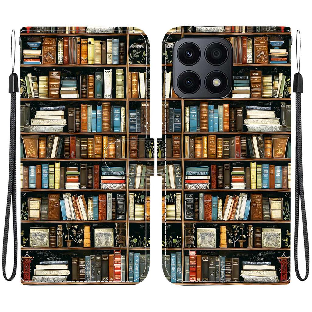 Чехол-книжка из искусственной кожи ручной работы для Honor X8a, противоскользящий, противоударный, с ремешком на запястье и дизайном в виде сердца/розы и кошки