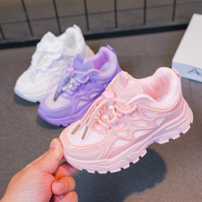 Туфли для девочек весна и осень 2025 новая однотонная мягкая подошва кожаный верх дышащие одинарные туфли девочки универсальные нескользящие детские кеды