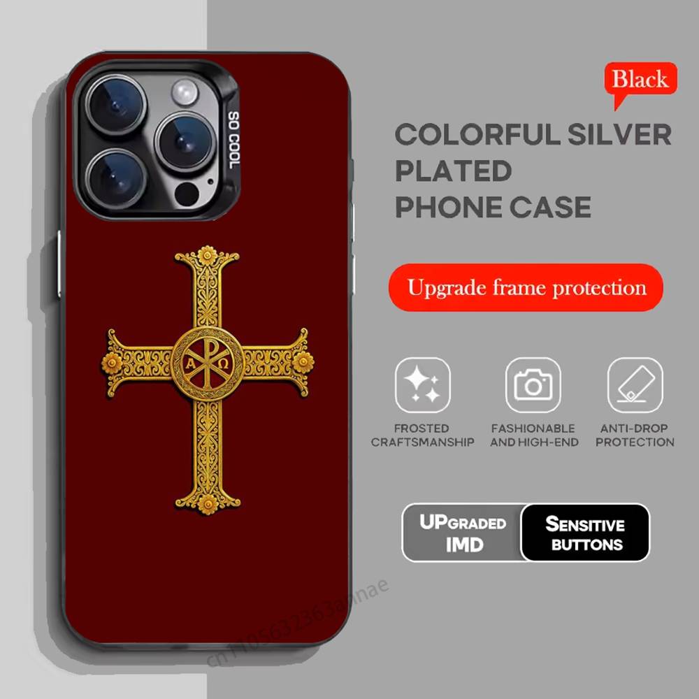 Православный Крест Икона Церковь ИСКУССТВО Чехол для Телефона Для iPhone 17,16,15,14,13,12,11,Pro,Max,Plus,Mini,X,XS,XR,8,S,SE Мягкий Черный Чехол
