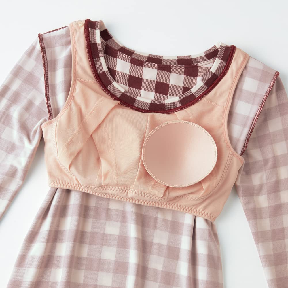 Gunze Tuche Pajamas with Night Pajamas with Night Bust Care While You Dress Bra, 2-in-1 Built-in Bra, Sleep, One-Piece (TC6260)