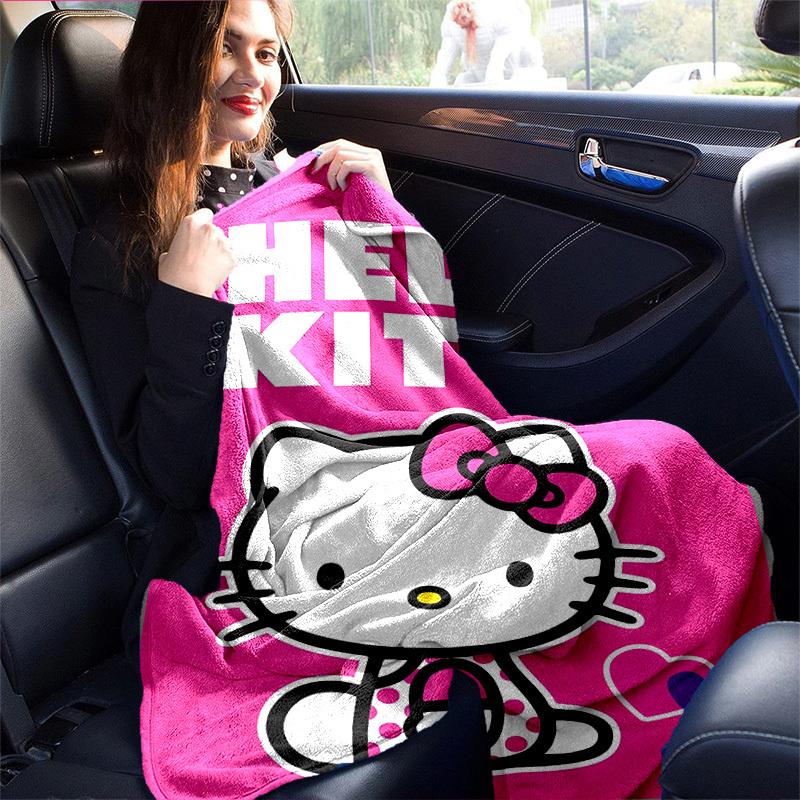1шт. Милое мультяшное розовое одеяло Hello Kitty - Идеально для дома, офиса, использования на улице, идея для подарка, подходит для всех сезоновz041723