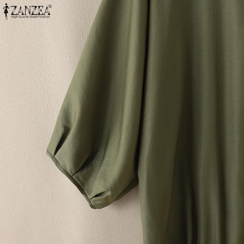 ZANZEA Женская повседневная блузка с круглым вырезом и рукавом 3/4