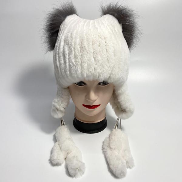 Женские шапки из натурального кроличьего меха с пушистым хвостом, теплая стильная зимняя шапка