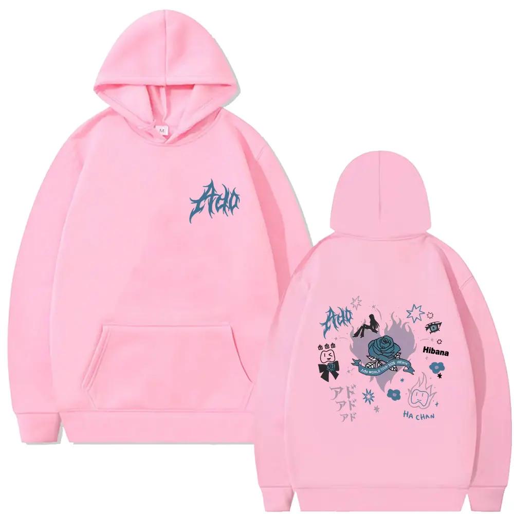 Ado World Tour 2025 Hibana Hoodie Мужская и женская одежда Модный пуловер в японском стиле Мужской повседневный хлопковый винтажный спортивный костюм с капюшоном