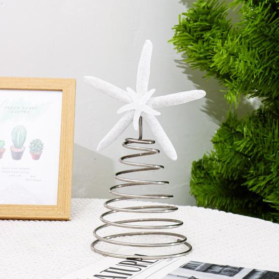 Starfish Christmas Tree Topper Resin Starfish Decoration with Spiral Wire Base Xmas Tree Decoration Starfish for Home Office Parties