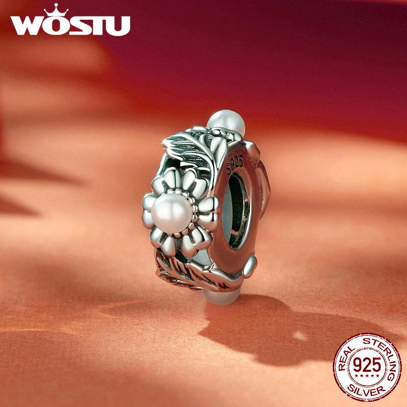 WOSTU 925 Sterling Silver Romance Retro Vine Charms for Women Girls Bracelet & Bangle DIY Jewelry