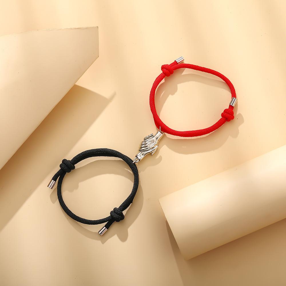 2PCS Couple's Handshake Magnetic Clasp Bracelet