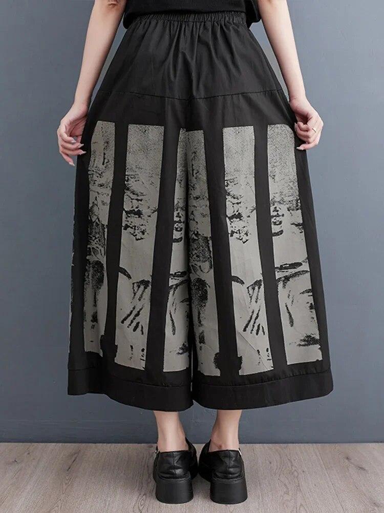 Xitao Свободные брюки до щиколотки, повседневные широкие брюки контрастного цвета HQQ0844