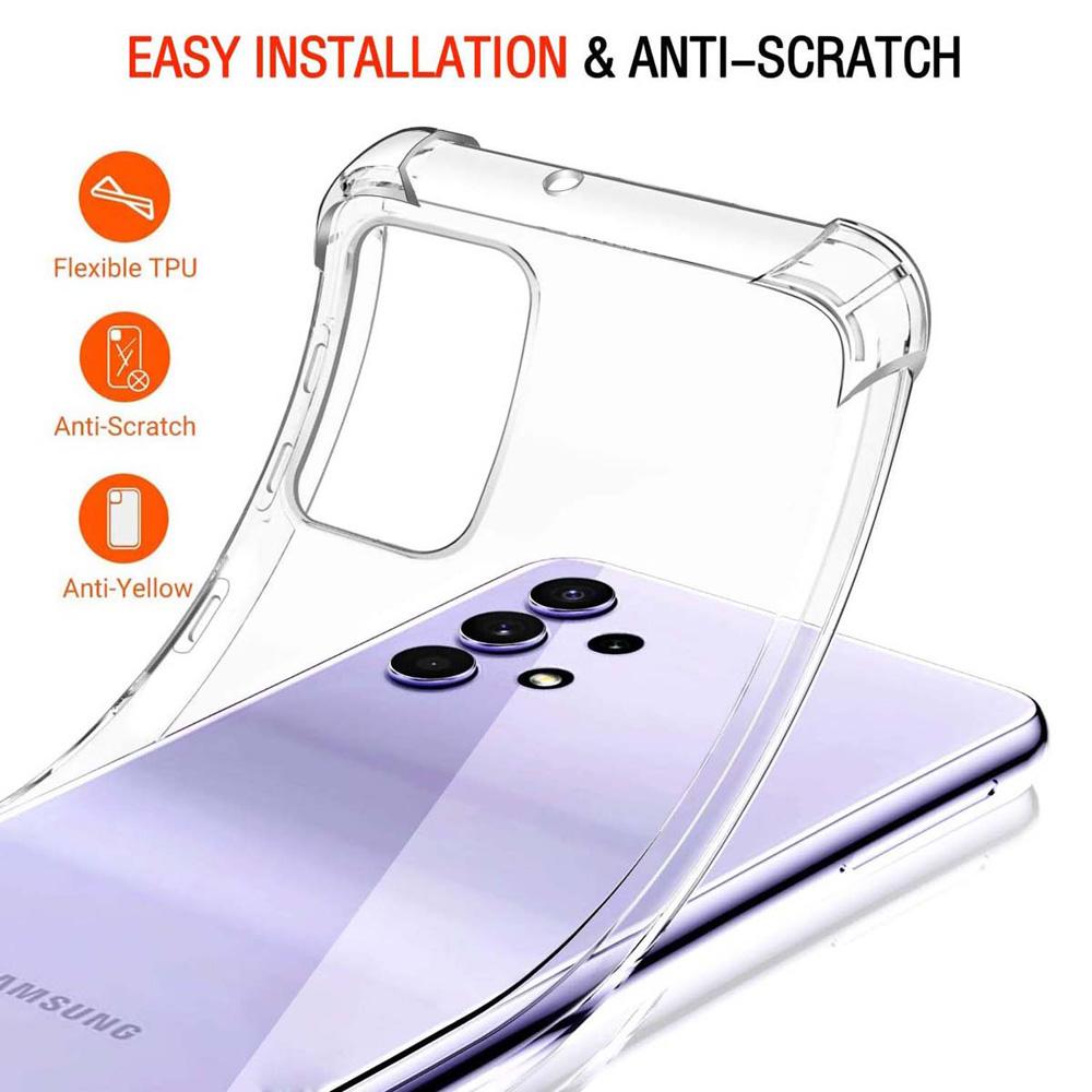 Thick Shockproof Silicone Clear Phone Case For Samsung Galaxy A52 5G A52s 5G A72 A32 4G A22 A12 A50 Protection Case Back Cover