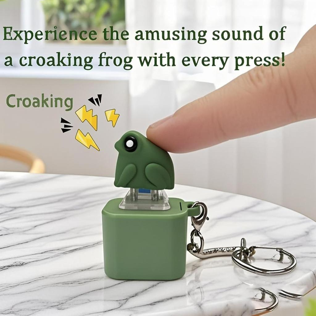 Frog Croaking Fidget Toy, Fun Stress Relief Toy with Led Lights, Cute Frog Croaking Keychain, Adults Keyboard Clicker, Ideal for ADHD and Autism