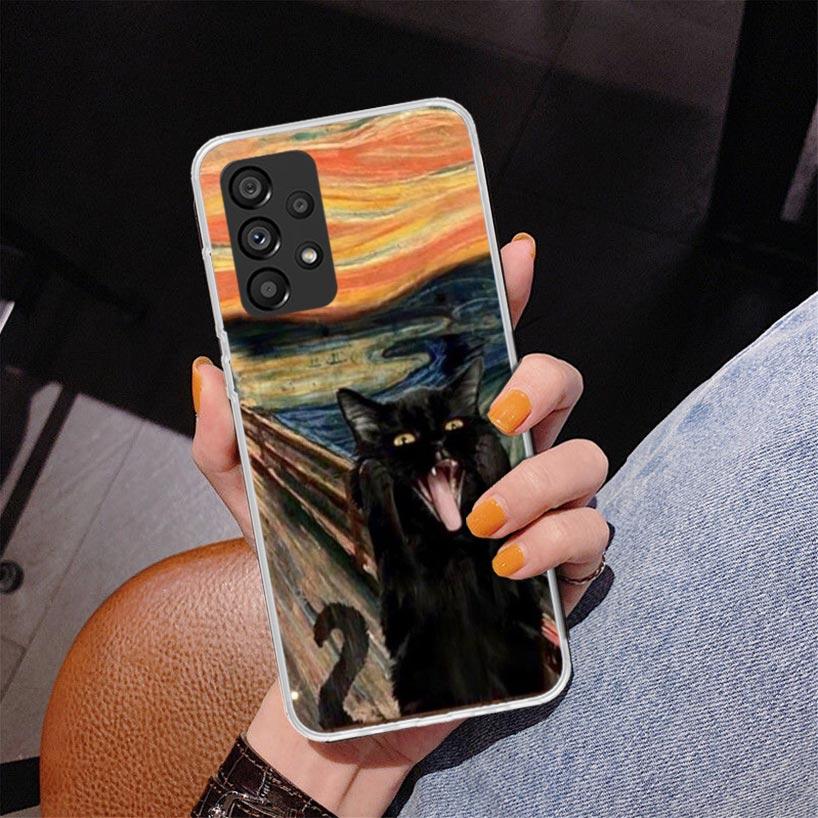 Черный Кот Мультяшный Милый Чехол Для Телефона Для Samsung Galaxy A17 A16 A15 A14 A13 A57 A56 A55 A54 A53 A37 A36 A35 A34 A33 A26 A25 A24 A23