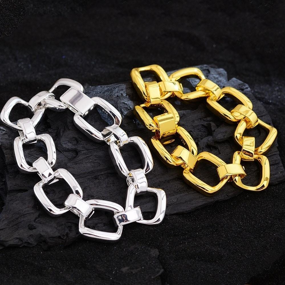 Chunky Chain Chain Bangle Geometric Hollow Hand Jewelry Fashion Statement Wristwear Women Jewelry