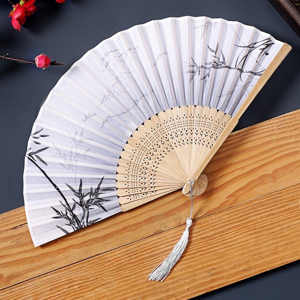 Butterfly Tassel Folding Fan Chinese Style Handheld Fan Ancient Bamboo Fan Hanfu Accessories